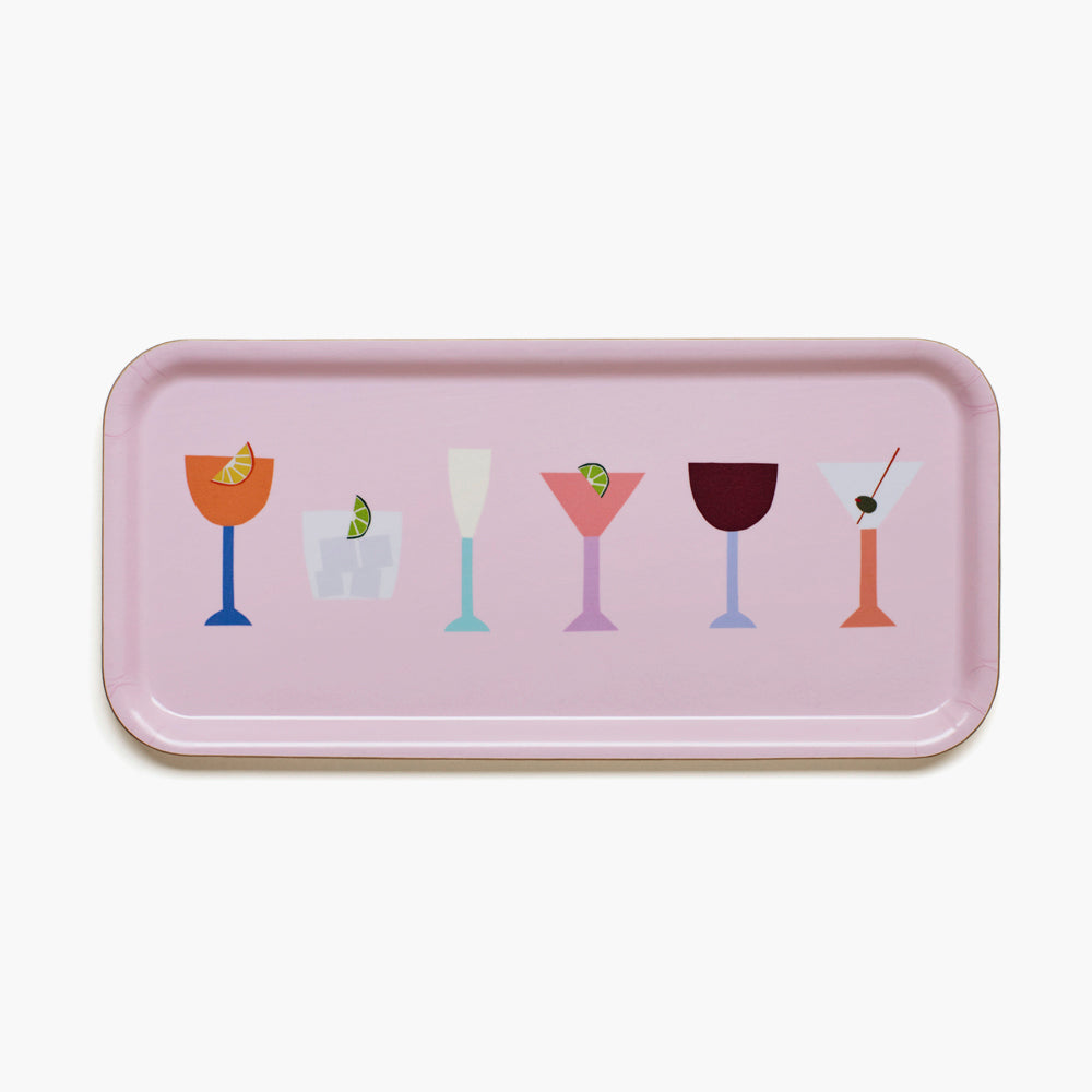 Pink COCKTAILS Serving Tray - 32x15 cm
