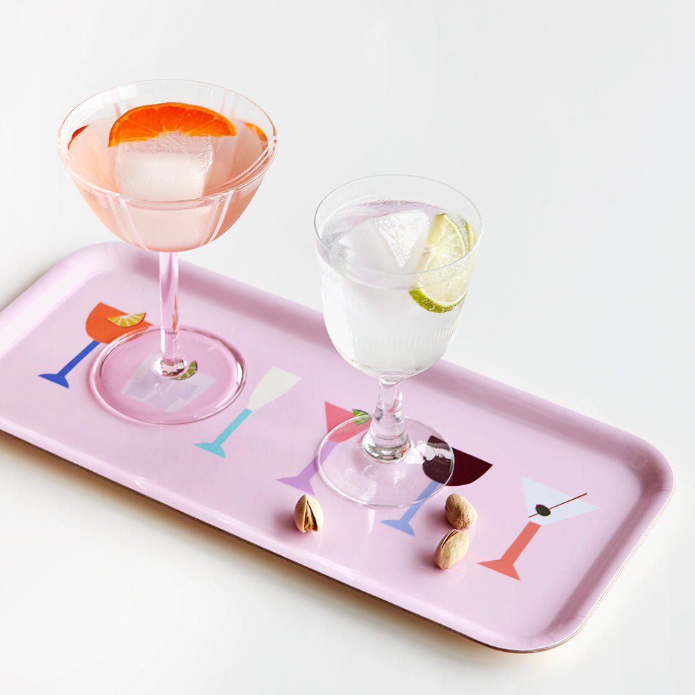 Pink COCKTAILS Serving Tray - 32x15 cm