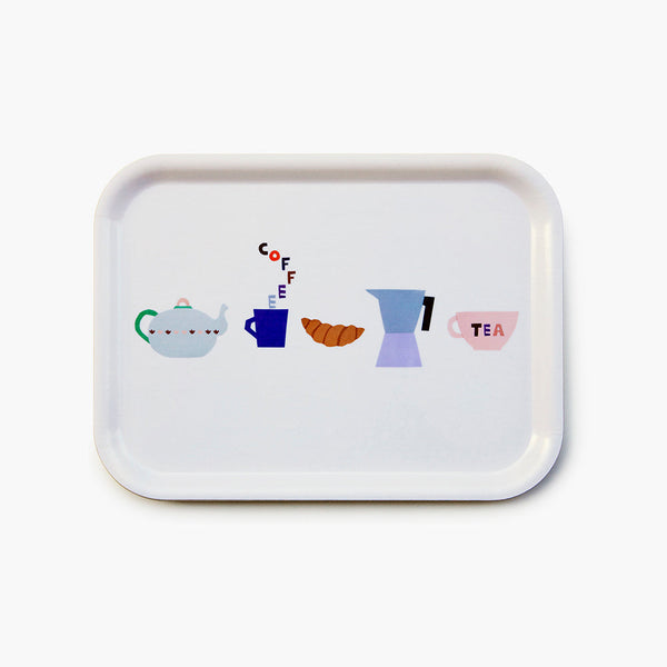 COFFEE & TEA Rectangular Serving Tray - 27x20 cm