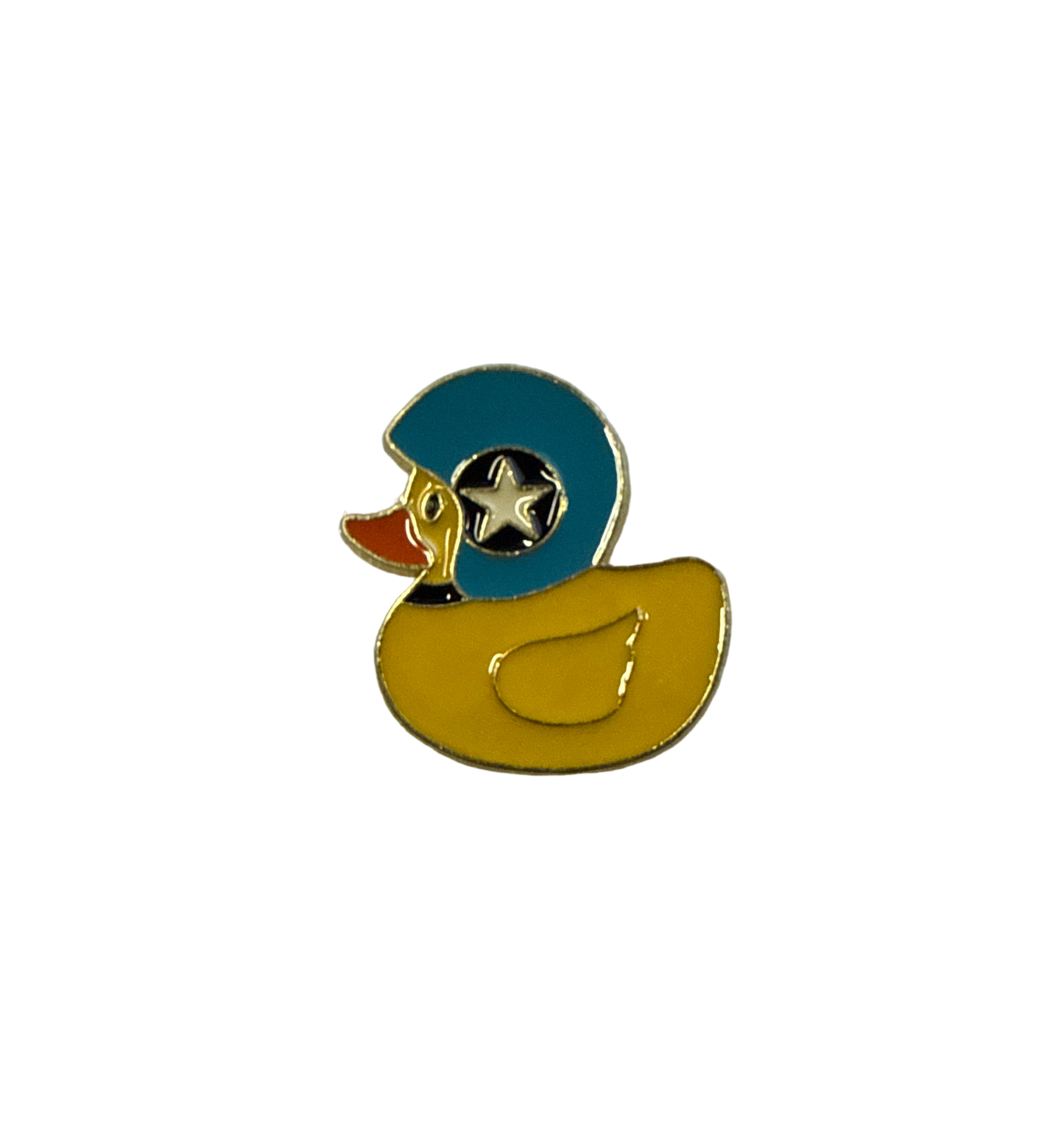 Yellow Duck Pin with Motorcycle Helmet