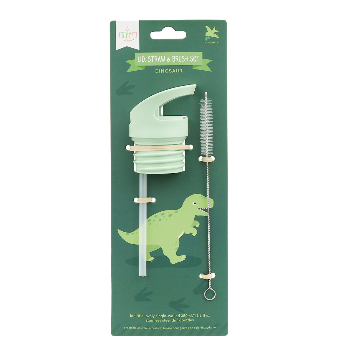 Kit bouchon, paille et goupillon - Dinosaure
