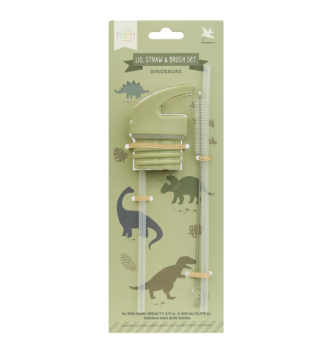 Kit bouchon, paille et goupillon - Dinosaures