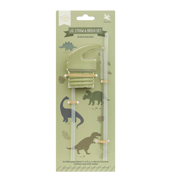 Kit bouchon, paille et goupillon - Dinosaures – vue 2 – A Little Lovely Company