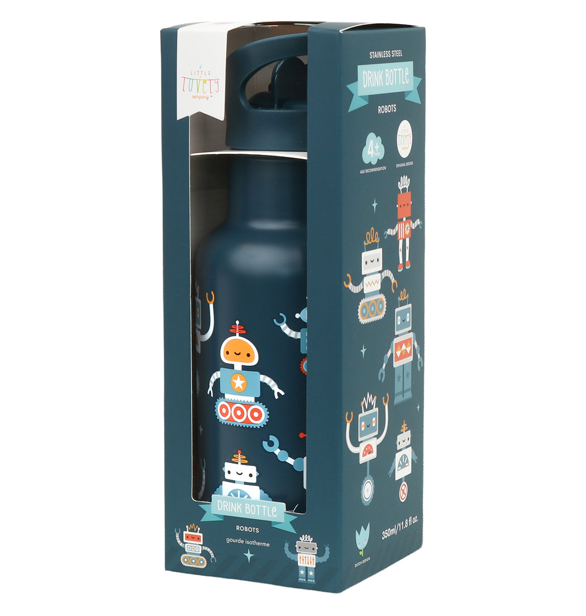 Gourde enfant en inox - Robots – vue 5 – A Little Lovely Company