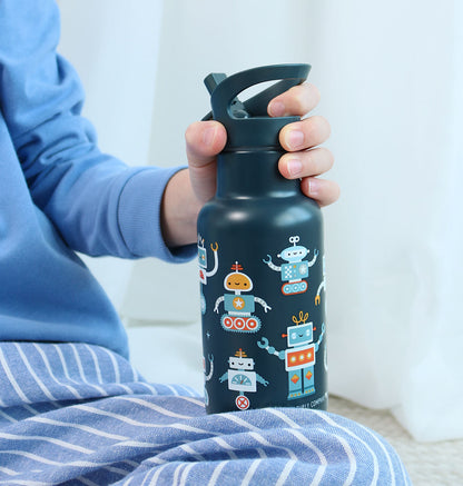 Gourde enfant en inox - Robots – vue 2 – A Little Lovely Company