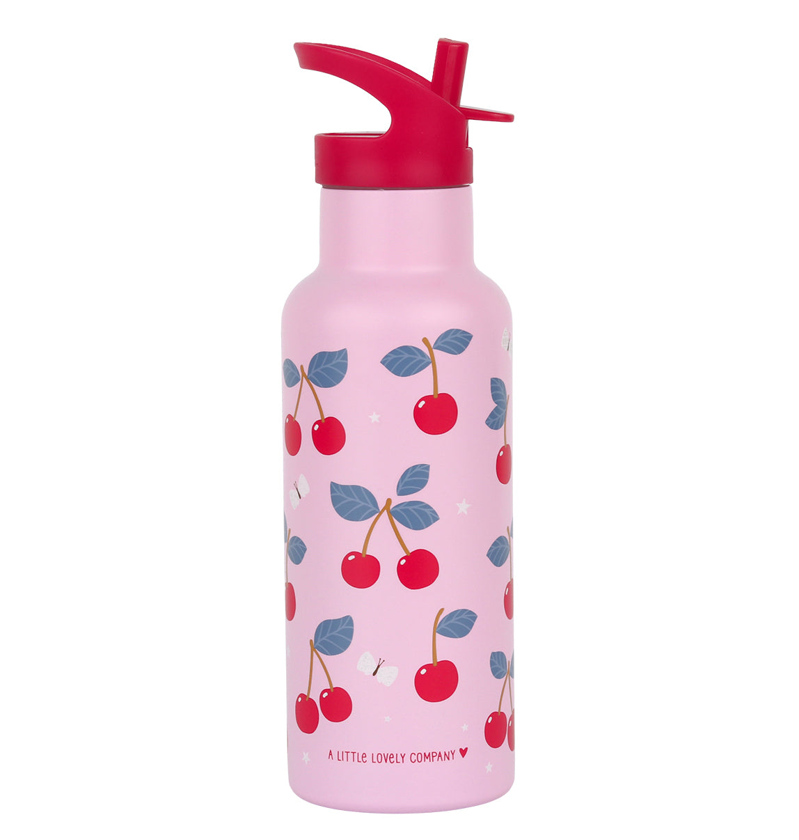 Gourde XL en inox - Cerises – vue 3 – A Little Lovely Company