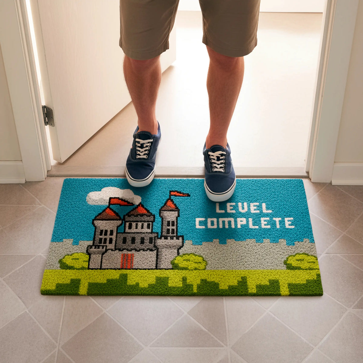"Level complete" doormat