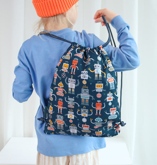 Sac à cordons enfant - Robots – vue 2 – A Little Lovely Company