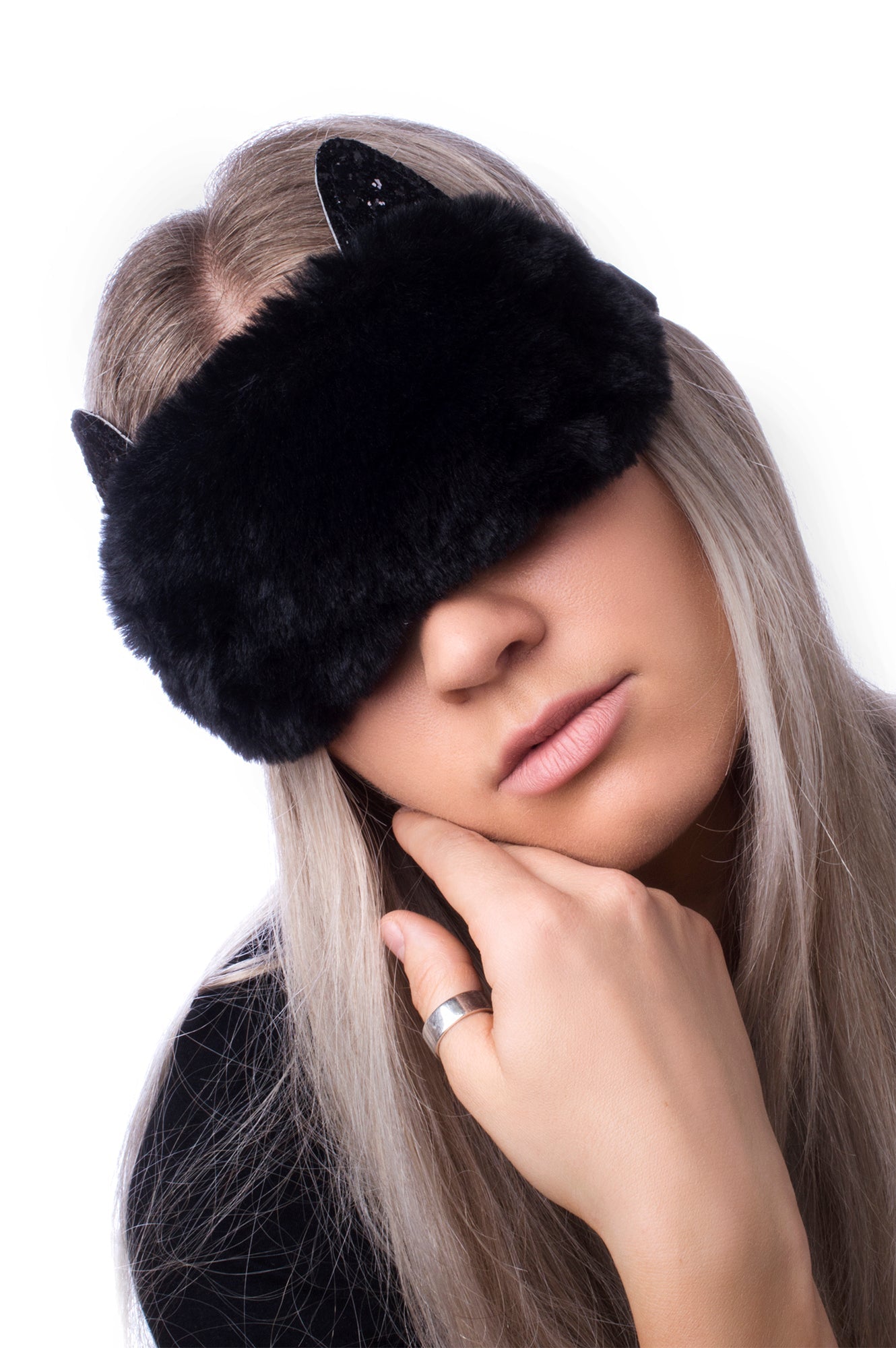 Plush Cat Sleeping Mask - Black Cat