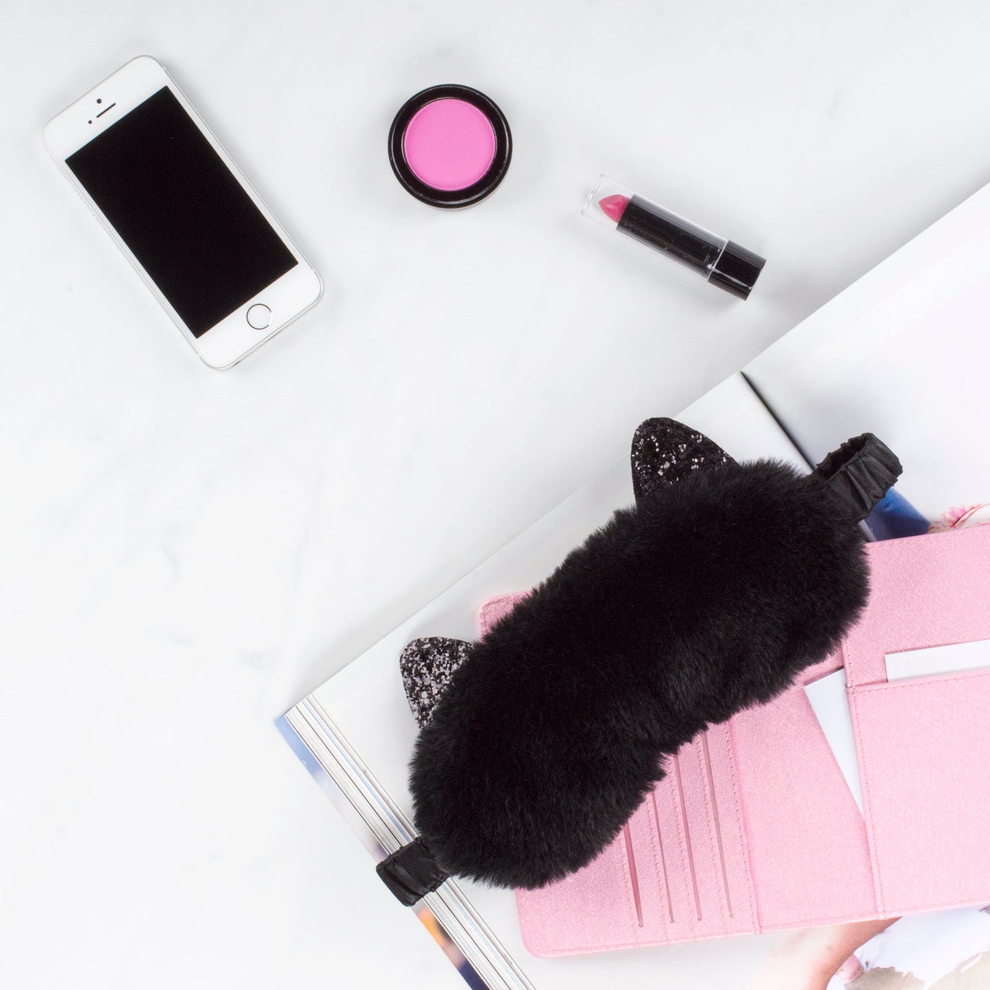 Plush Cat Sleeping Mask - Black Cat