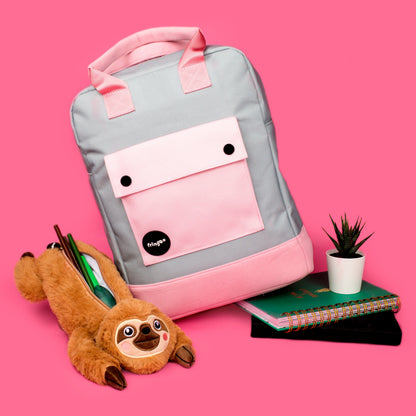 Sac à Dos Adolescent Gris et Rose