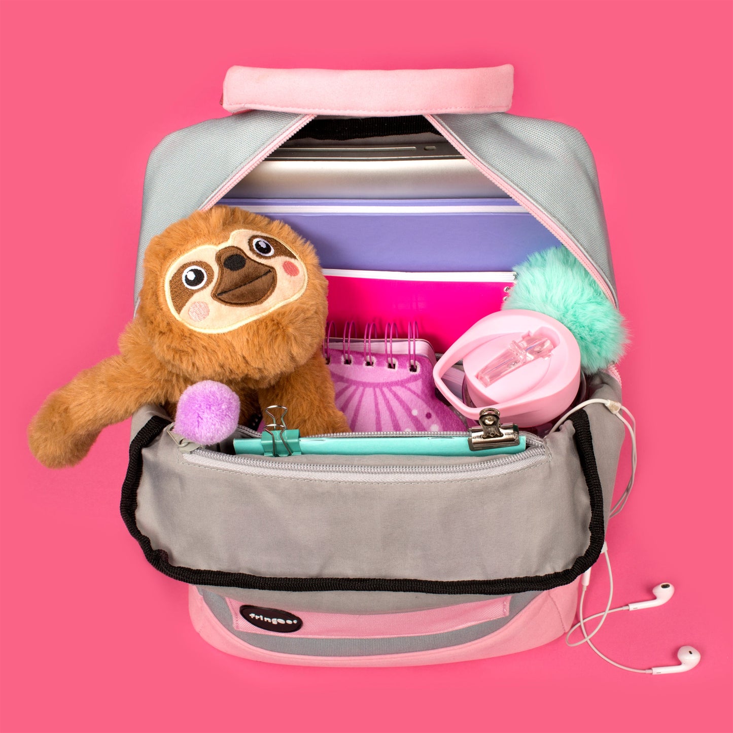 Sac à Dos Adolescent Gris et Rose