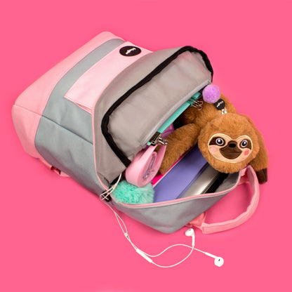 Sac à Dos Adolescent Gris et Rose