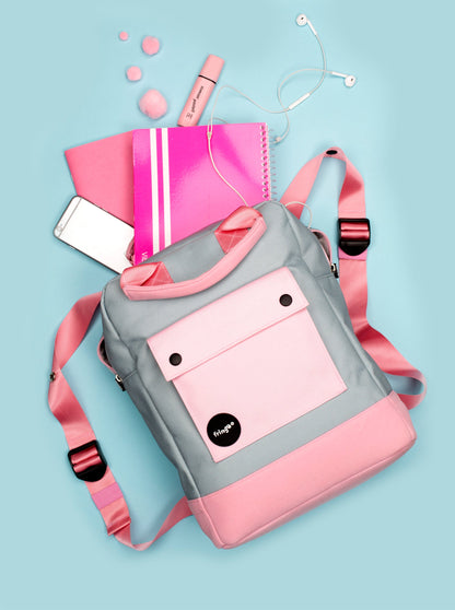 Sac à Dos Adolescent Gris et Rose