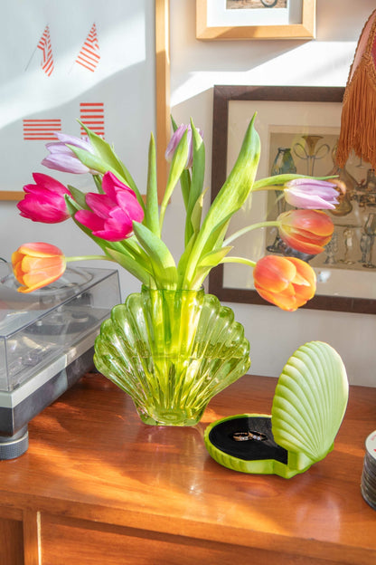 Vase with Green Seashells