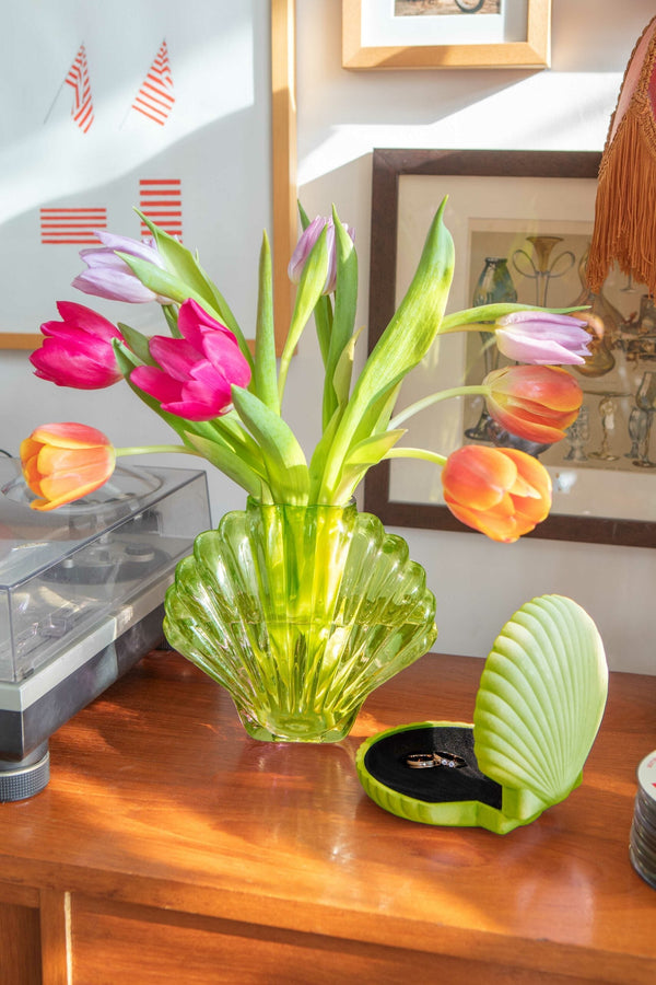 Vase with Green Seashells