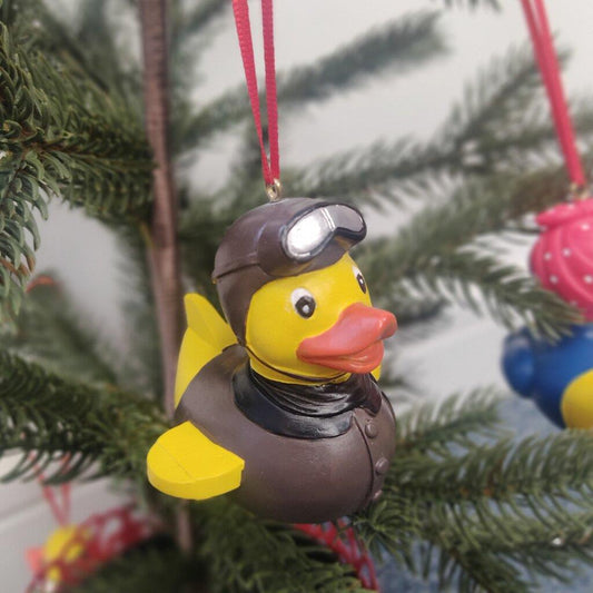 Ornement Canard Pilote d'avion Yarto | Boule de Noël canard aviateur