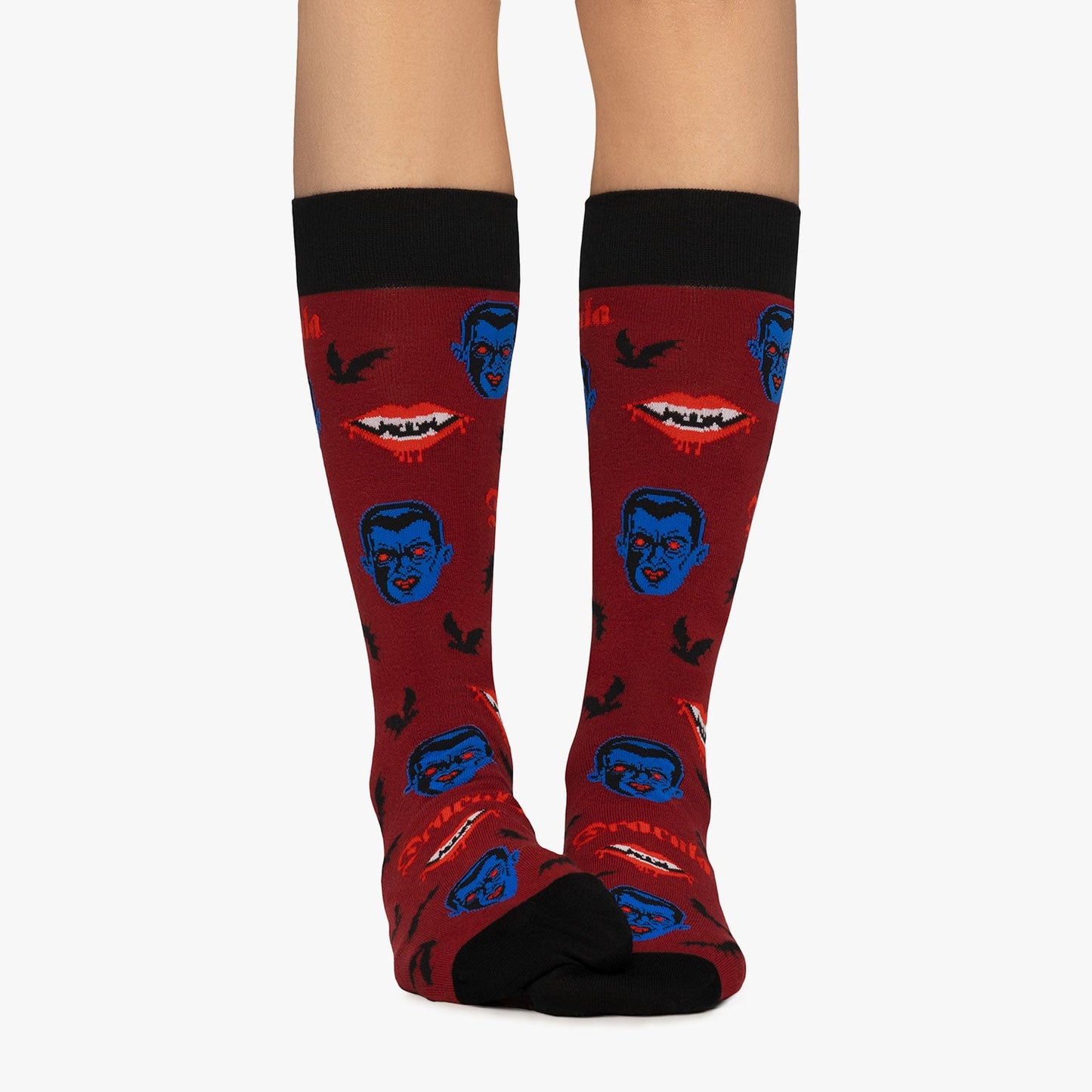 Dracula and Bat Socks - Dark Red