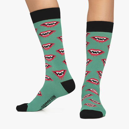 Chaussettes Dracula Fangs - Turquoise