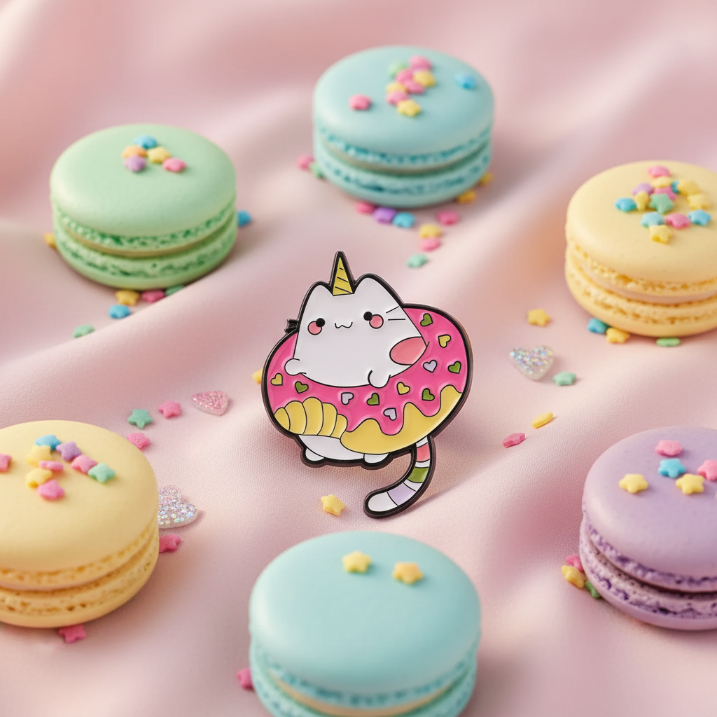 Unicorn Cat Donuts Pin