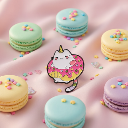 Unicorn Cat Donuts Pin