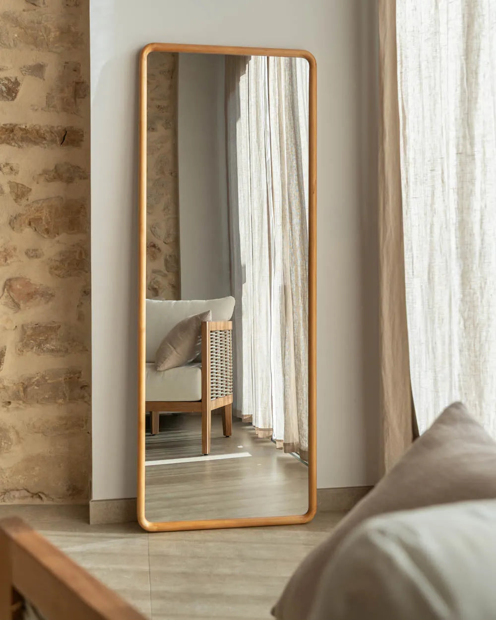 Rectangular wooden wall mirror - CRETA