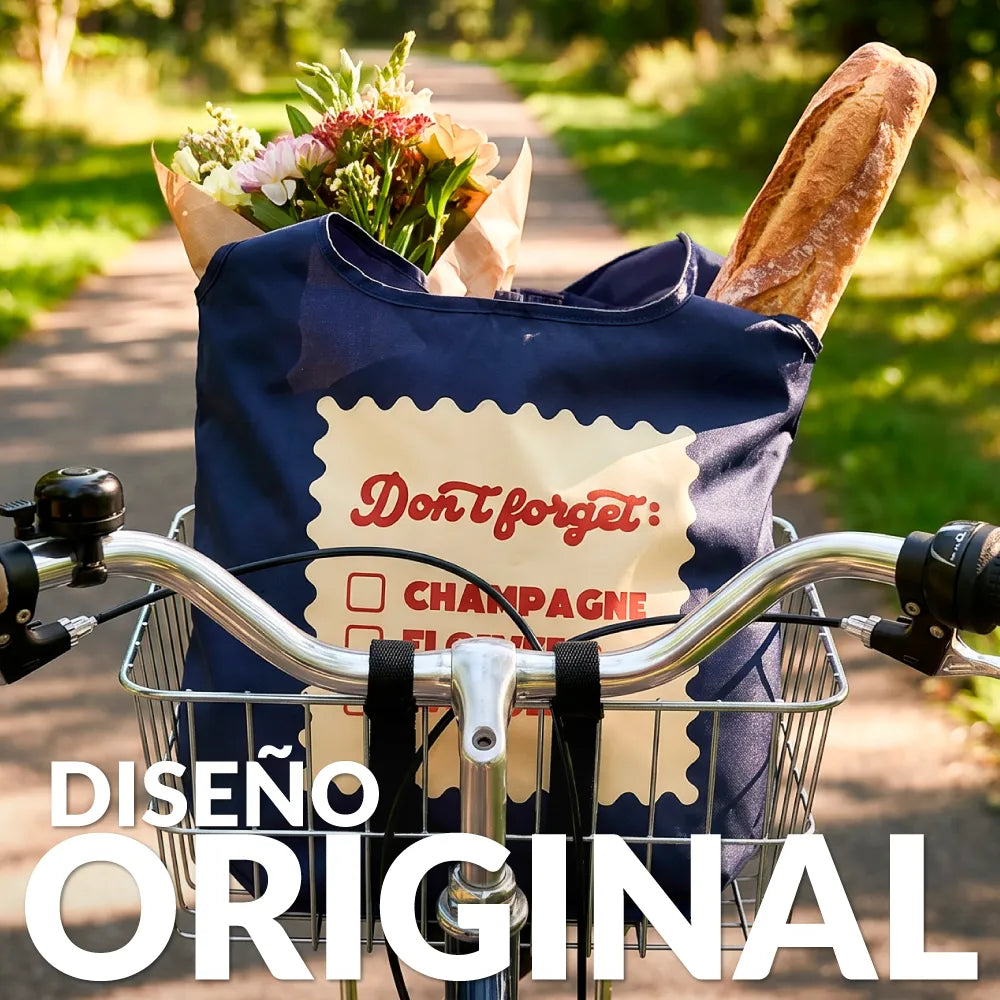 Sac de Courses Pliable « Don’t forget champagne, flowers, cheese » – Fisura – vue 3