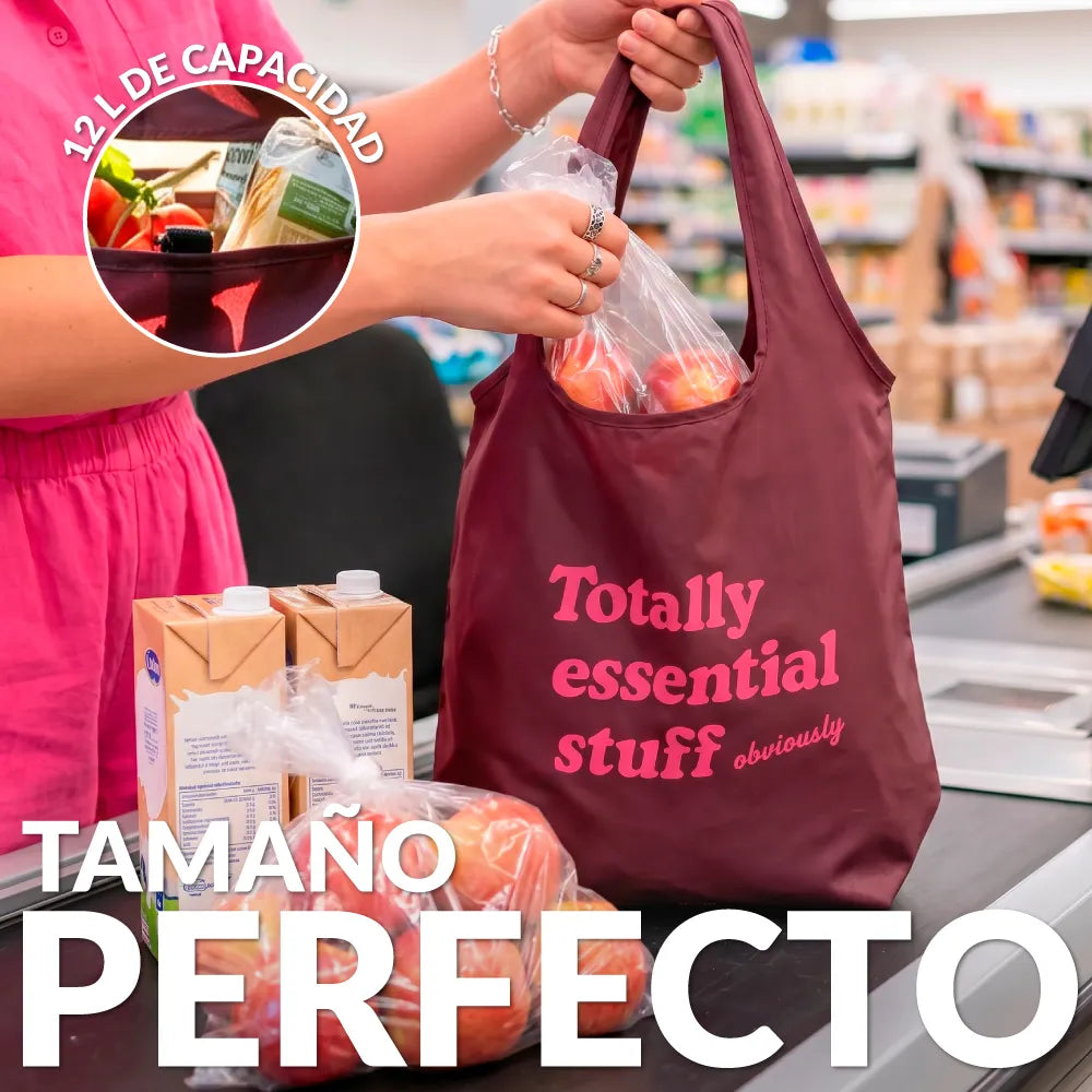 Sac de Courses Pliable « Totally essential stuff obviously » – Fisura – vue 2