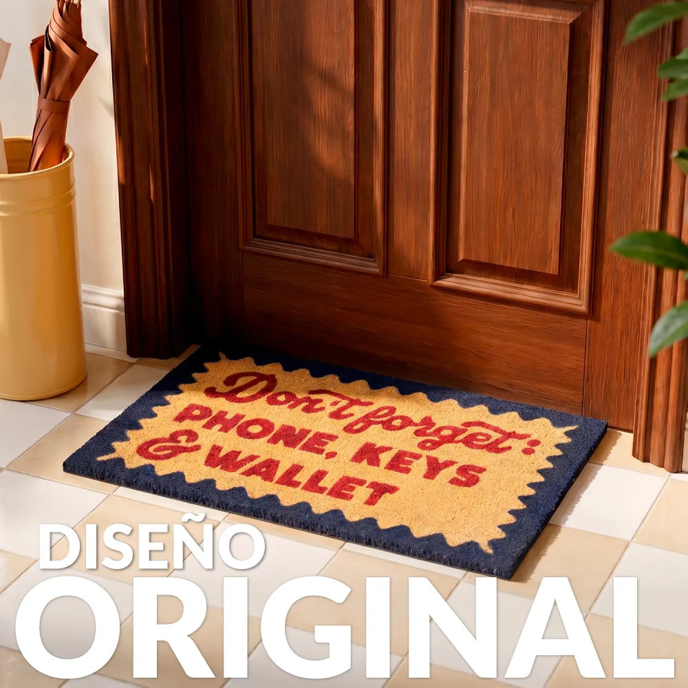 Doormat "Don't forget phone, keys & wallet"