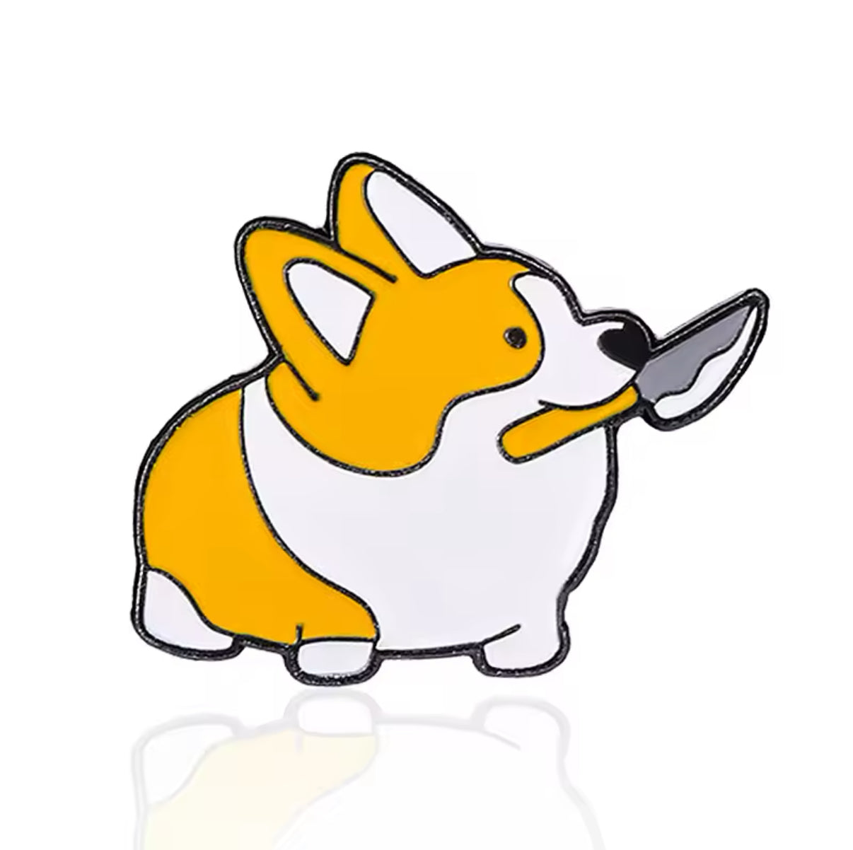 pins corgi avec couteau