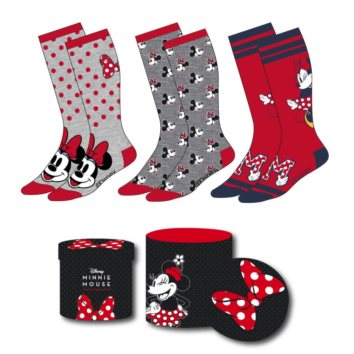 MINNIE Pack de 3 Paires de Chaussettes (Taille 36-43)