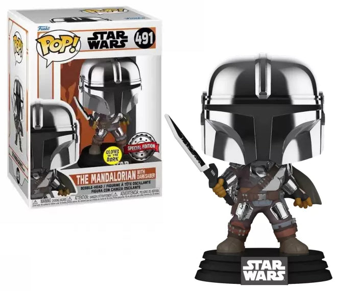 Pop! The Mandalorian met Darksaber (Metallic/Glow)