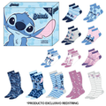 STITCH - Blauw & Roze - Cadeauverpakking - 12 paar sokken (maten 35-41)