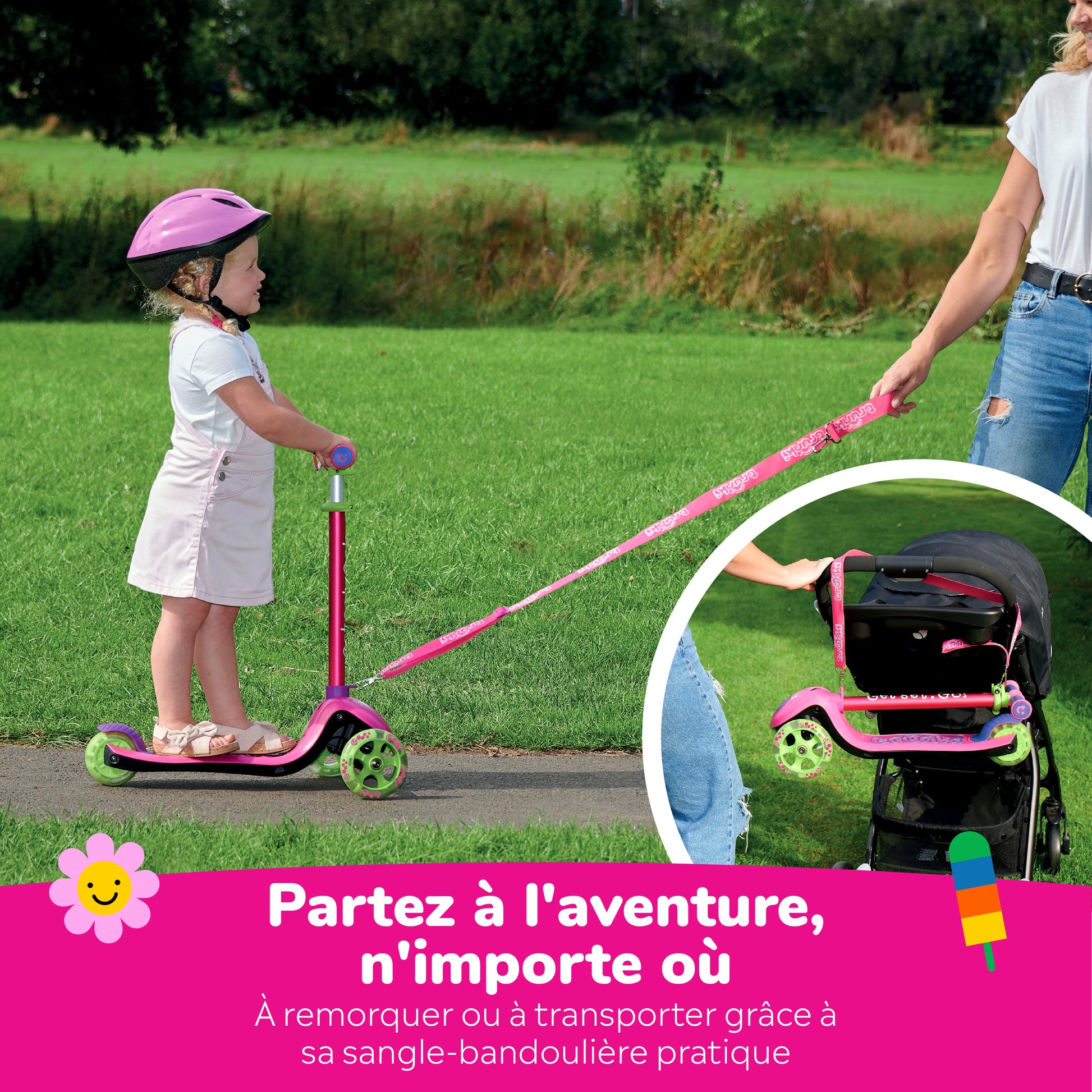 Trunki 3-Wheel Foldable Scooter - Small 2-5 years (Pink)
