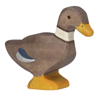 Figurine Canard Debout en Bois