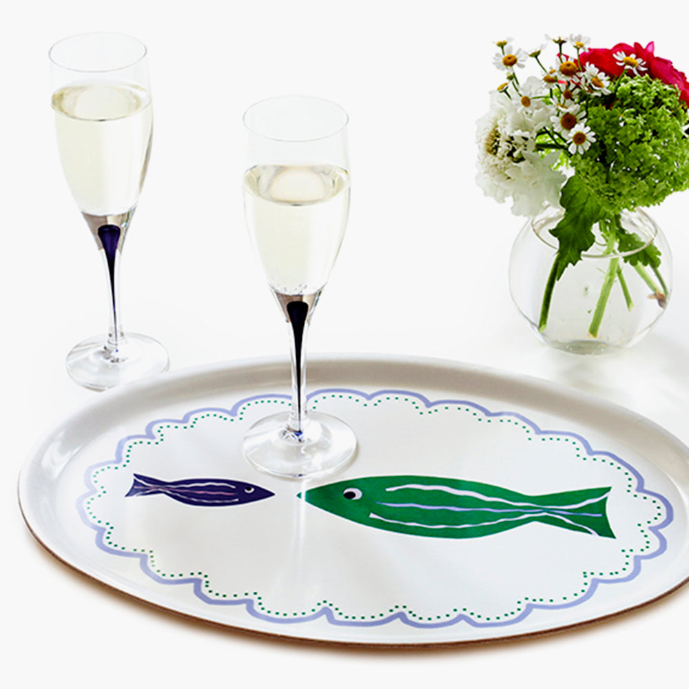 Fish Friends Oval Serving Tray - 31x22cm