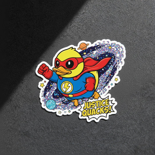 Sticker Canard Super-Héros – “Justice Quacks!”