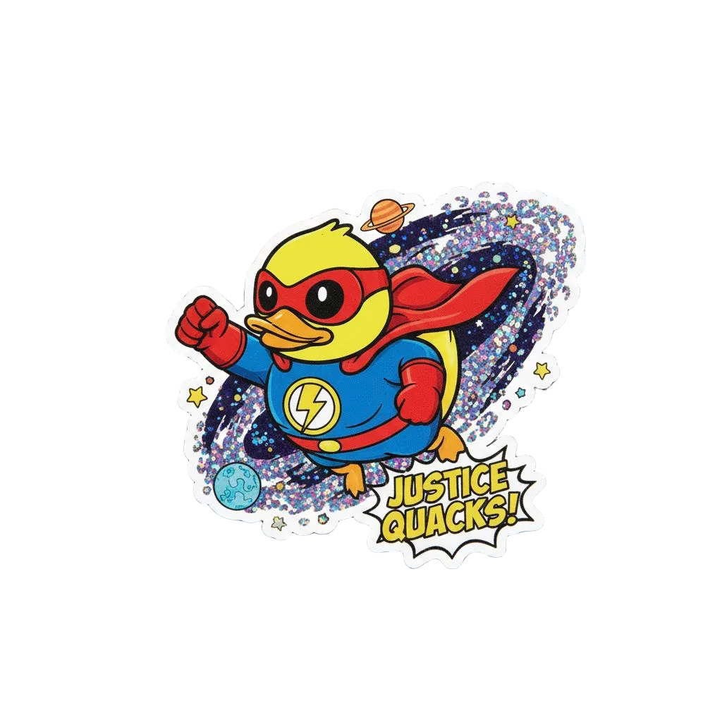 Superhero Duck Sticker – “Justice Quacks!”