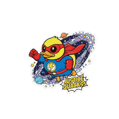 Superhero Duck Sticker – “Justice Quacks!”