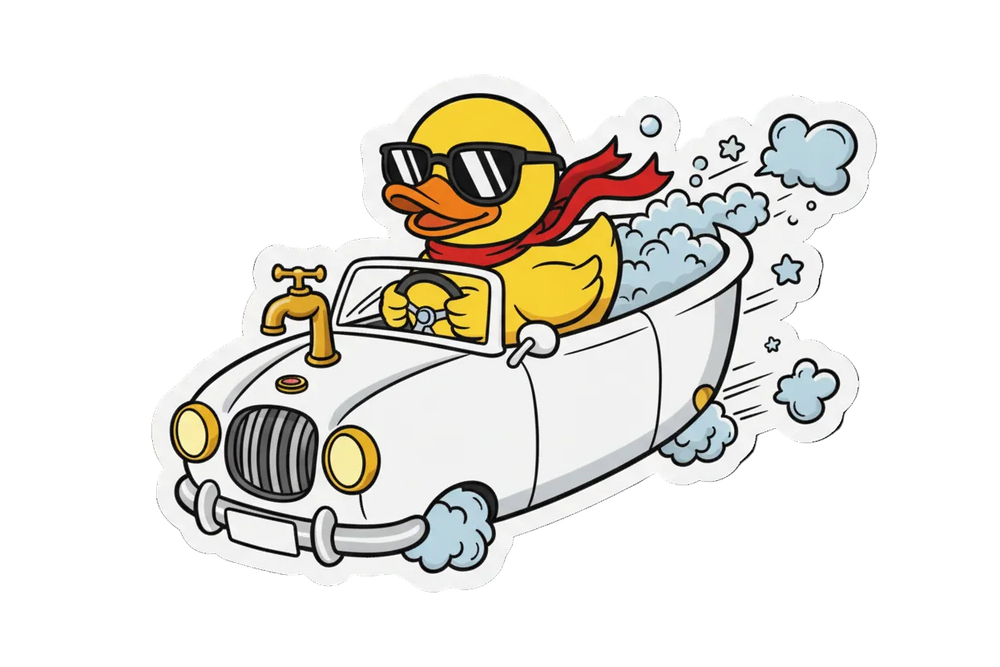 Cabrio-Enten-Aufkleber – Cooler Entenfahrer