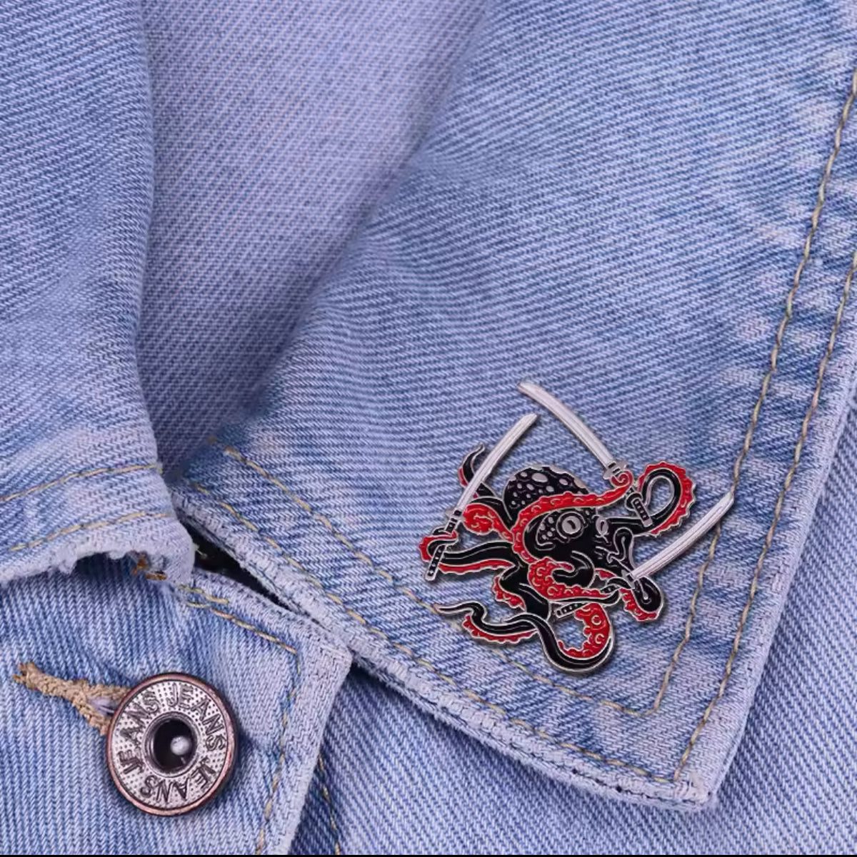 Octopus with Sabers Pin