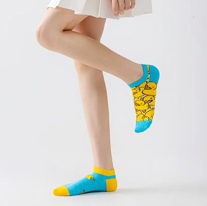 chaussettes courtes depareillees canards
