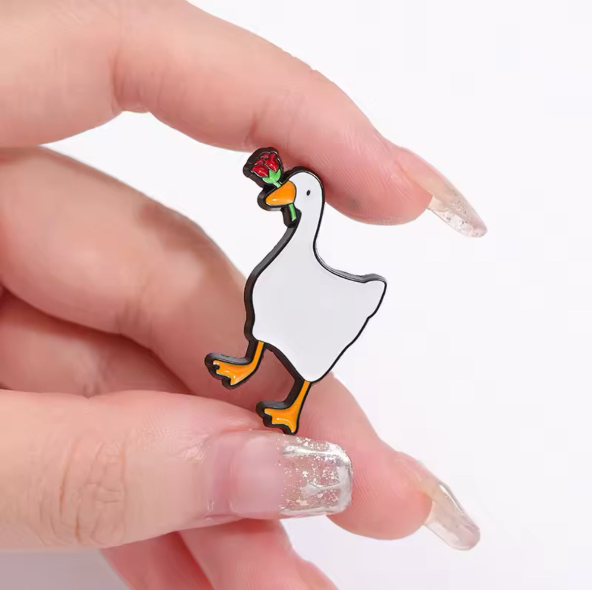 White Duck with Rose Pin