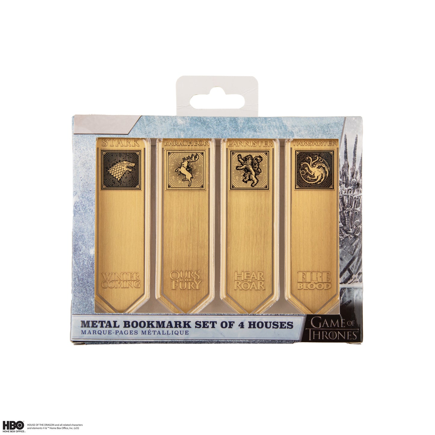 Set of 4 metal bookmarks: Stark, Lannister, Baratheon and Targaryen