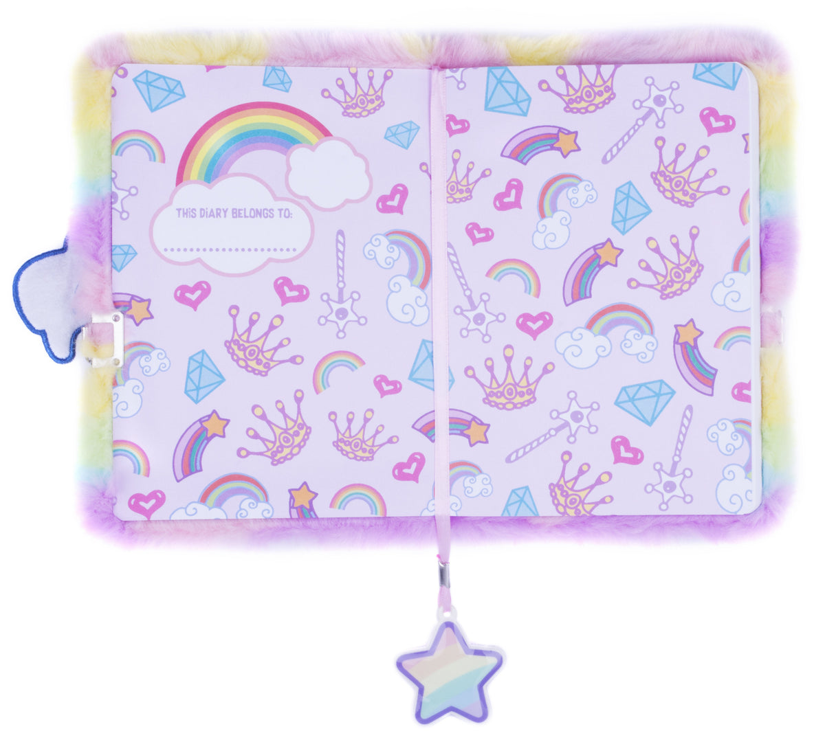 Carnet en peluche – licorne arc-en-ciel