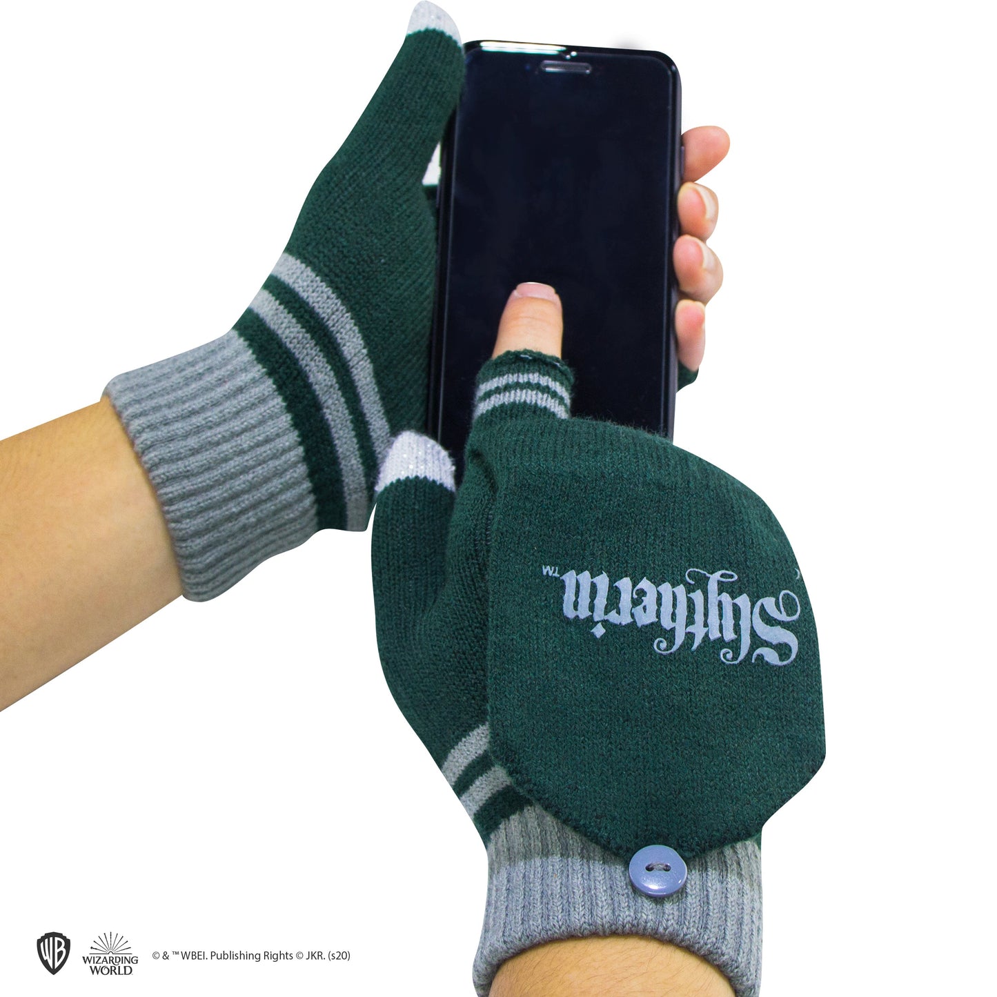*Slytherin Fingerless Gloves with Removable Mittens