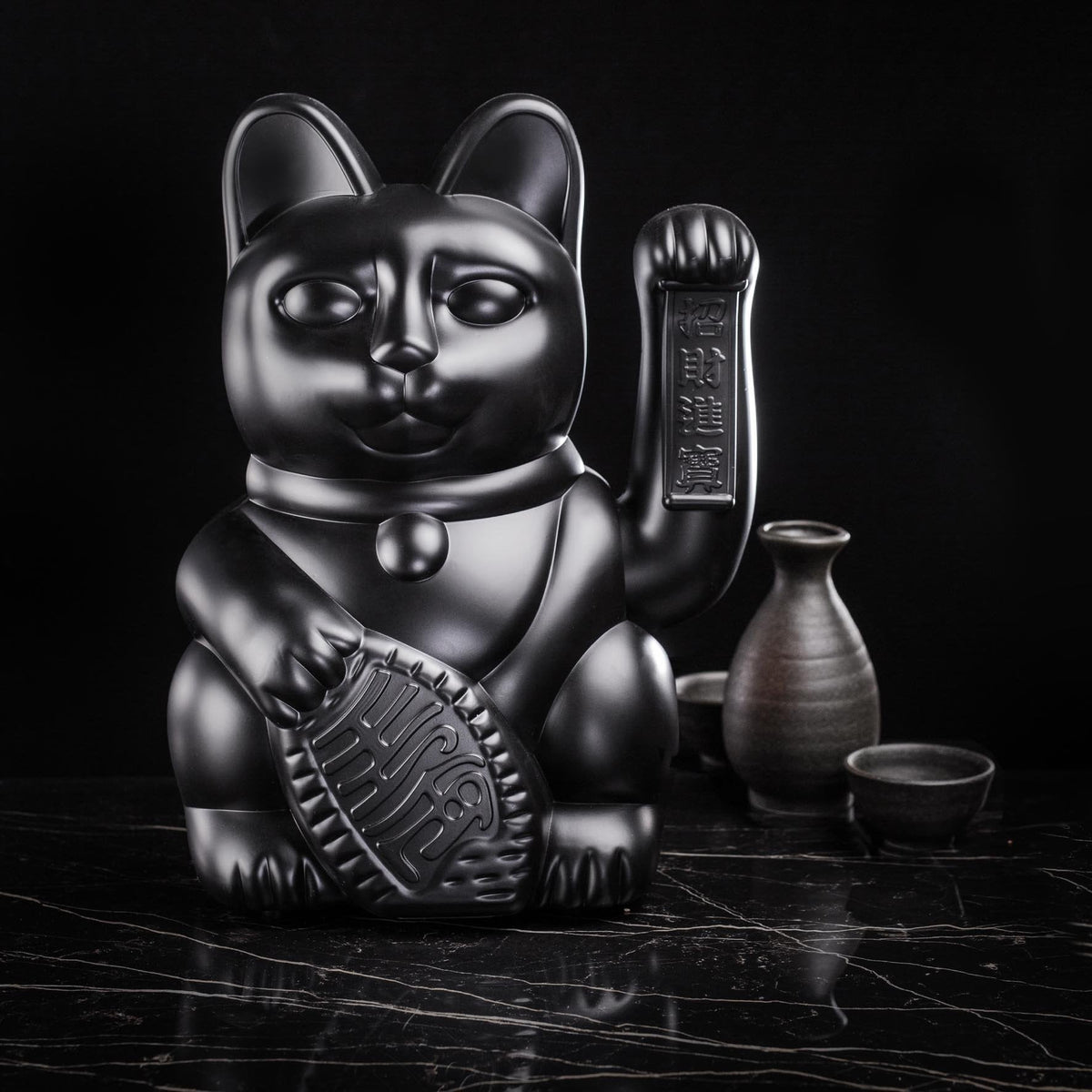 Large black lucky cat
