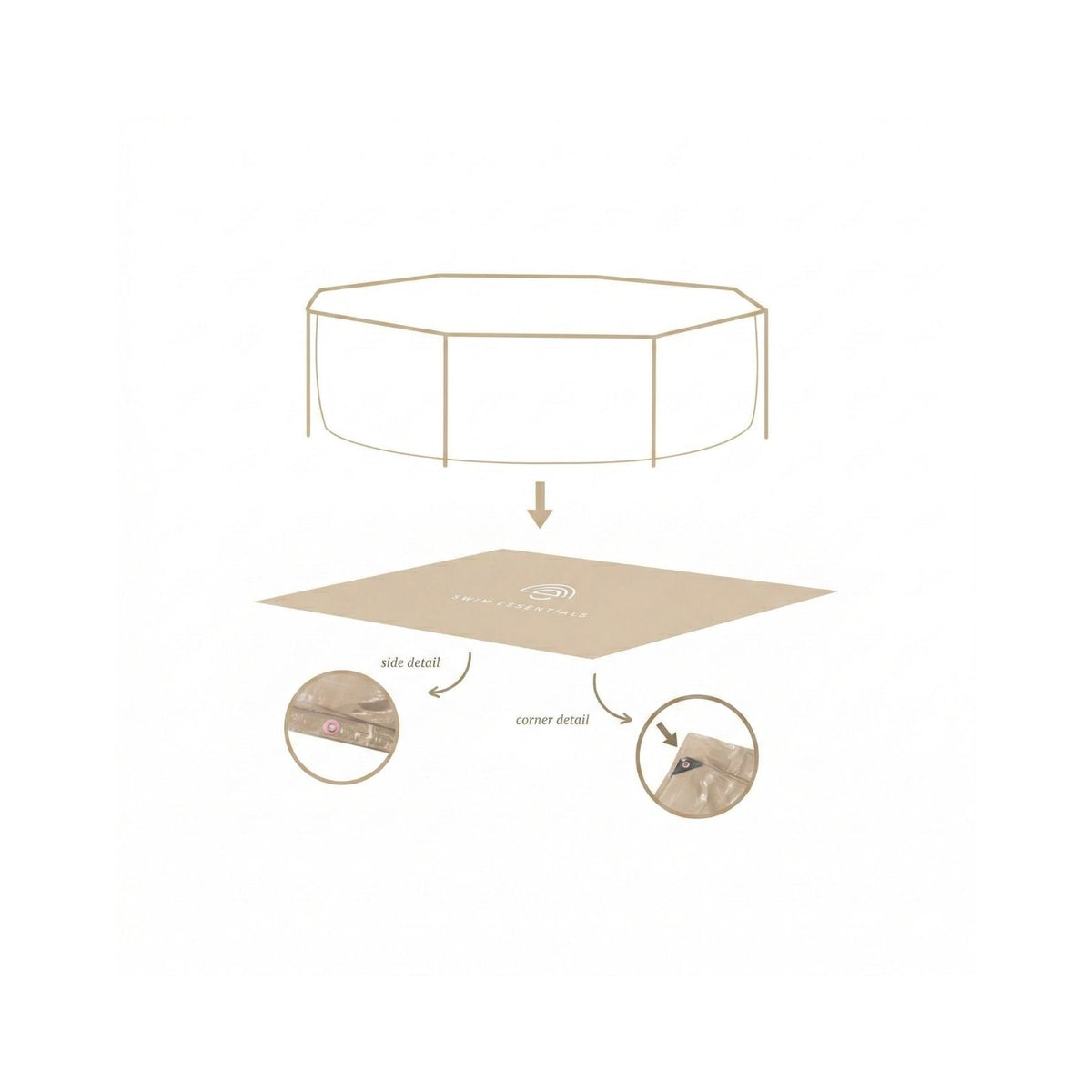 Ground Cover For Round Pool - Beige - Essence - Ø 305 x 75 cm