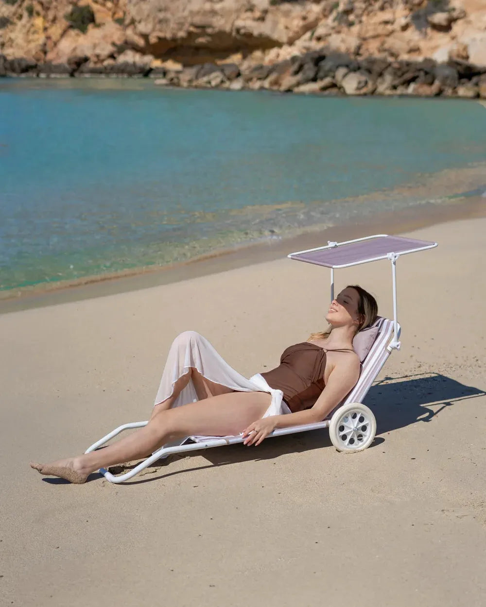 Hamaca de playa con ruedas y parasol – FREYA