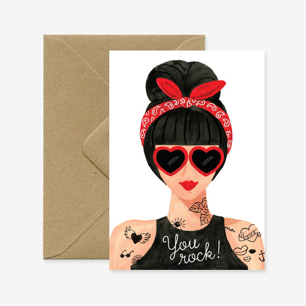Hipster Girl - Greeting Card